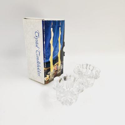 VINTAGE BOXED CRYSTAL CANDLE HOLDERS