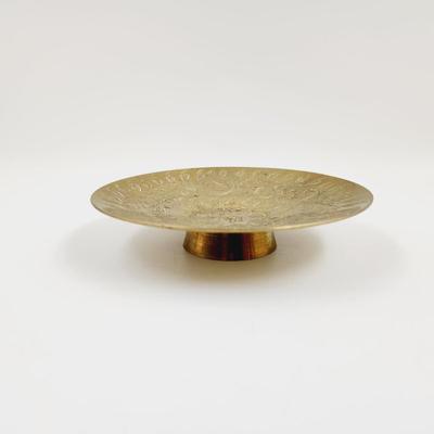 ORNATED BRASS SAUCER - CANDLE HOLDER