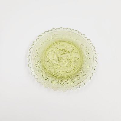 VINTAGE LIGHT GREEN FLOWER CUT SAUCER