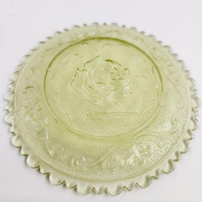 VINTAGE LIGHT GREEN FLOWER CUT SAUCER