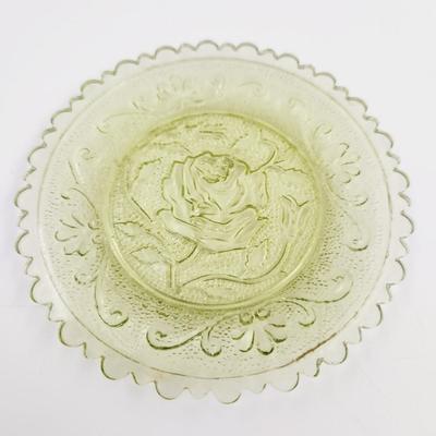 VINTAGE LIGHT GREEN FLOWER CUT SAUCER