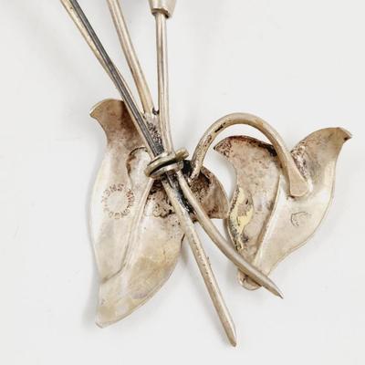 BEAUTIFUL STERLING FLOWERED BROOCH - PIN