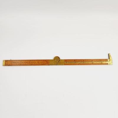 VINTAGE STANLEY WOOD & BRASS FOLDING RULER