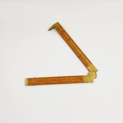 VINTAGE STANLEY WOOD & BRASS FOLDING RULER