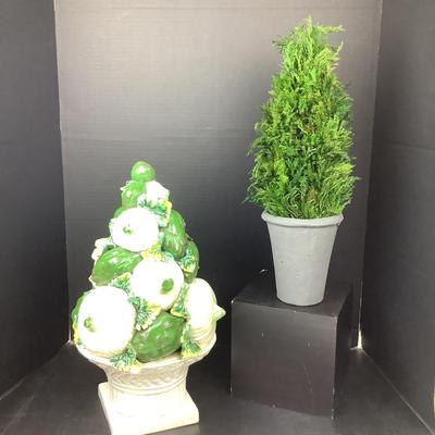 1550 Restoration Hardware Faux Cypress Tree & Ornate Italian Pottery Tree