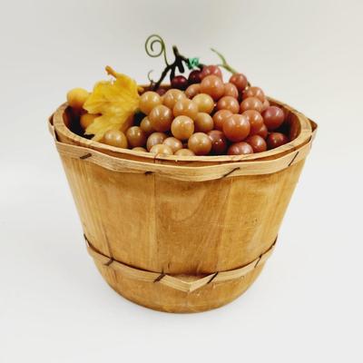 VINTAGE BASKET OF DECORATIVE GRAPES
