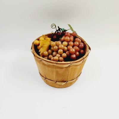 VINTAGE BASKET OF DECORATIVE GRAPES