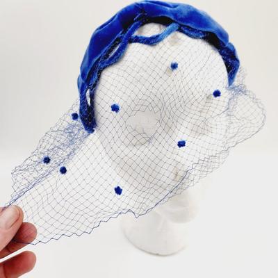FUN VINTAGE ROYAL BLUE VEIL CAP