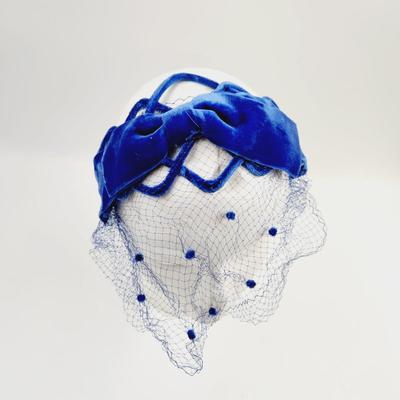 FUN VINTAGE ROYAL BLUE VEIL CAP