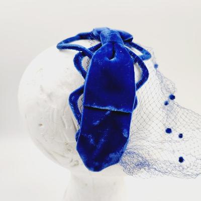 FUN VINTAGE ROYAL BLUE VEIL CAP
