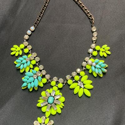 20â€ Bright Blue/Green Acrylic Necklace