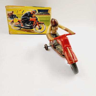 VINTAGE 1950S MARKE TECHNOFIX GE 258 WIND UP MOTOR CYCLE