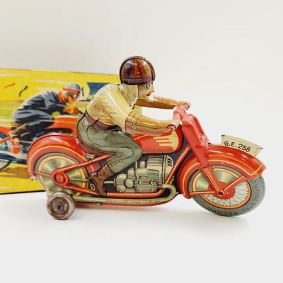 VINTAGE 1950S MARKE TECHNOFIX GE 258 WIND UP MOTOR CYCLE