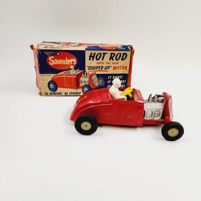 VINTAGE SAUNDERS HOT ROD W/ THE NEW "SOUPED UP" MOTOR #400 TOY W/ BOX