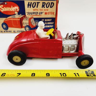 VINTAGE SAUNDERS HOT ROD W/ THE NEW "SOUPED UP" MOTOR #400 TOY W/ BOX