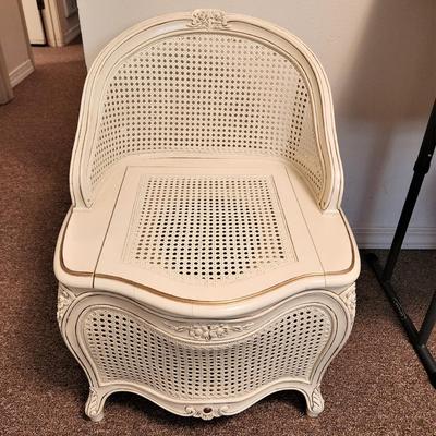 Lot #83  Vintage Hollywood Regency Style Wicker Toilet Cover
