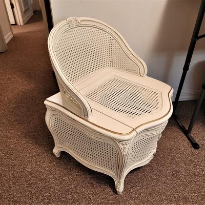 Lot #83  Vintage Hollywood Regency Style Wicker Toilet Cover
