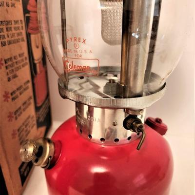 Lot #89  Vintage Cherry Red Coleman Lantern in original box - never used