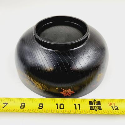 VINTAGE WOODEN MADE IN JAPAN HAND PAINTED BOWL