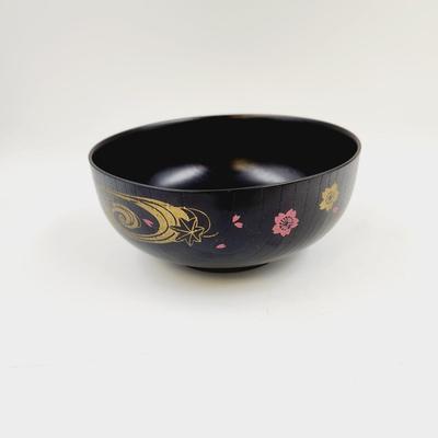 VINTAGE WOODEN MADE IN JAPAN HAND PAINTED BOWL