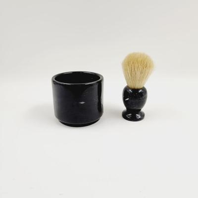 BLACK STONE SHAVING CUP & BRUSH