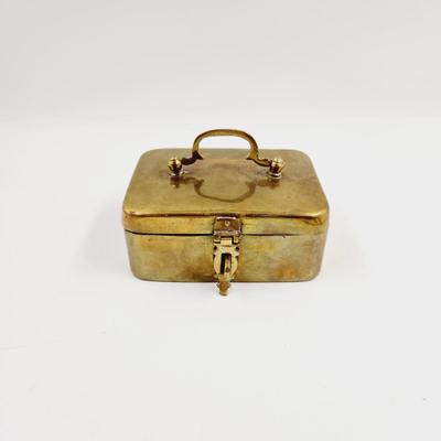 CUTE LOCKABLE BRASS BOX WITH HANDLE