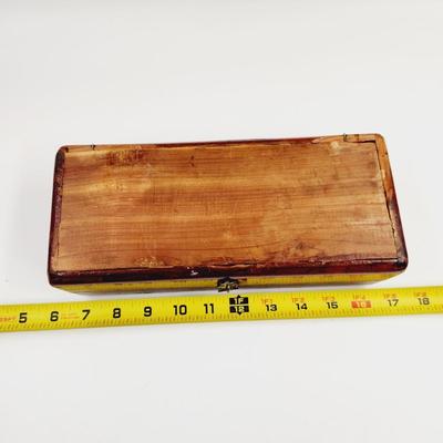 ANTIQUE WOODEN TRINKET - JEWERLY BOX