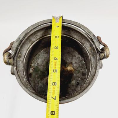 ANTIQUE COPPER HAMMERED CAULDRON WITH BRASS HANDLE