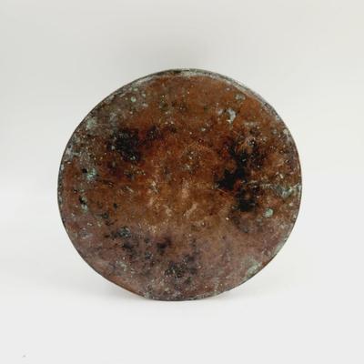 ANTIQUE COPPER HAMMERED CAULDRON WITH BRASS HANDLE