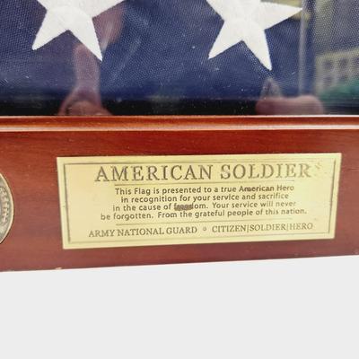 AMERICAN SOLIDER SHADOW BOX FLAG MANTLE DECOR