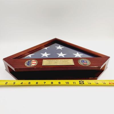 AMERICAN SOLIDER SHADOW BOX FLAG MANTLE DECOR