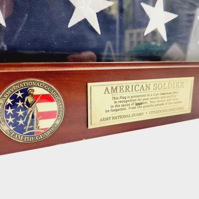 AMERICAN SOLIDER SHADOW BOX FLAG MANTLE DECOR