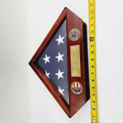 AMERICAN SOLIDER SHADOW BOX FLAG MANTLE DECOR