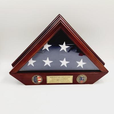 AMERICAN SOLIDER SHADOW BOX FLAG MANTLE DECOR