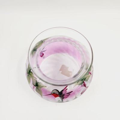 VINTAGE GORGEOUS HAND PAINTED HUMMINGBIRD VASE