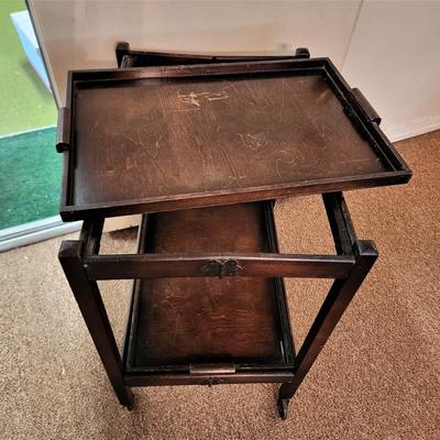 Lot #91  Vintage folding Tea Server with lift out trays