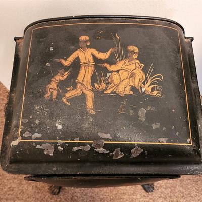Lot #93  Antiique Asian Style Metal Food Warmer with Painted decoration