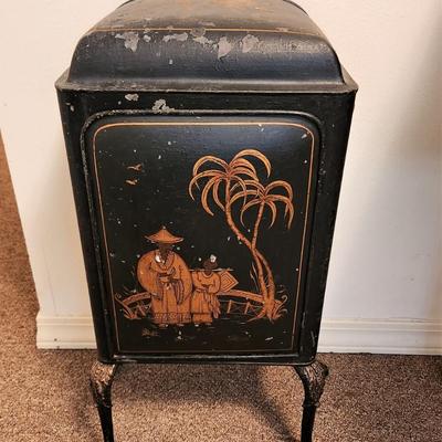 Lot #93  Antiique Asian Style Metal Food Warmer with Painted decoration