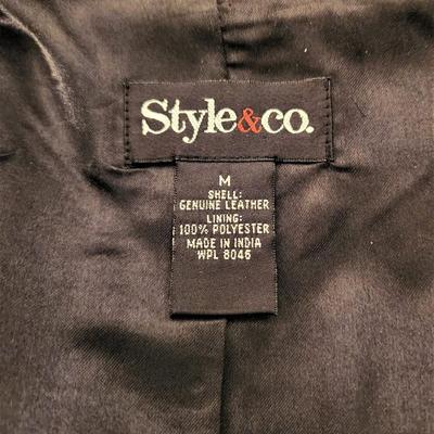 Lot #95 Style & Co. (Macy's brand) Black Leather Ladies Coat - Size Medium