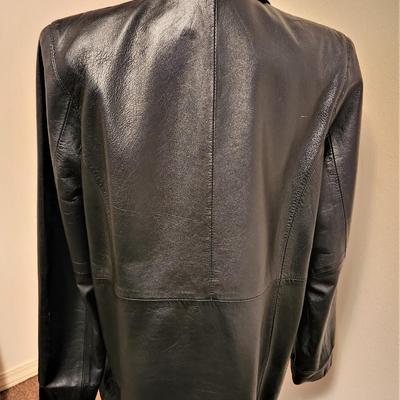 Lot #95 Style & Co. (Macy's brand) Black Leather Ladies Coat - Size Medium