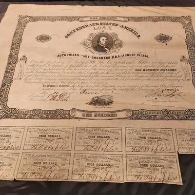 Lo #96  Original Confederate Bond - 1862