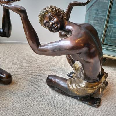 Pair of Antique Bronze Blackamoor Statues Coffee Table Supports
