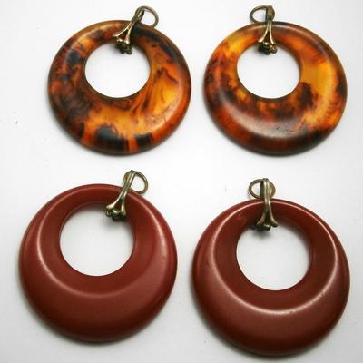 2 Pair of 1930's Celluloid Earring Drops