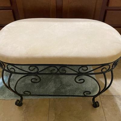 Upholstered iron bench