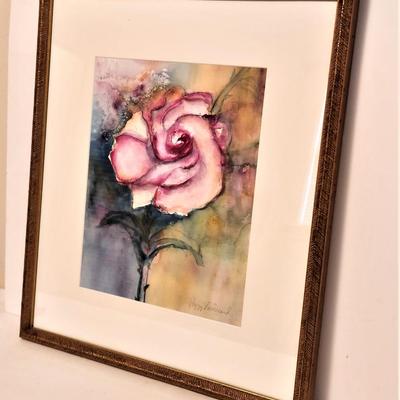 Lot #107  Original Watercolor by Listed Artist Peggy Vineyard "Single Rose"