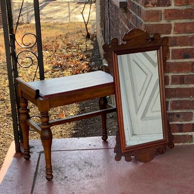 LOT 12R: Vintage Mirror & Royal Furniture Co. Bench