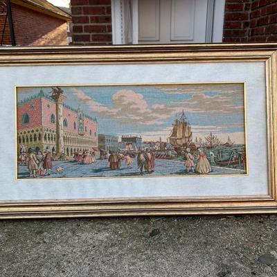 LOT 14R: Vintage Framed Italian Tapestry of San Marco Square Venice