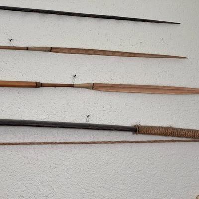 Large Lot of Tribal Spears Bow and Arrows