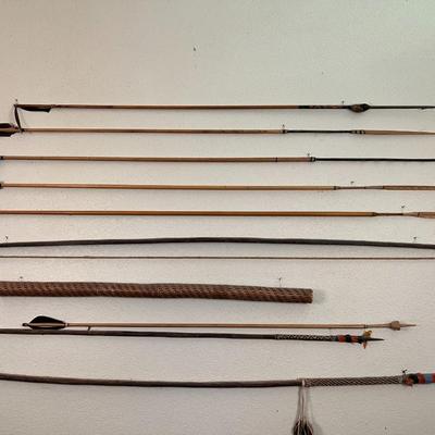 Large Lot of Tribal Spears Bow and Arrows