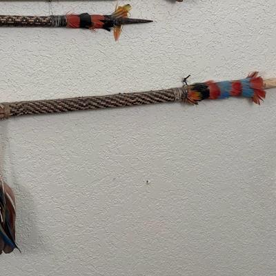 Large Lot of Tribal Spears Bow and Arrows